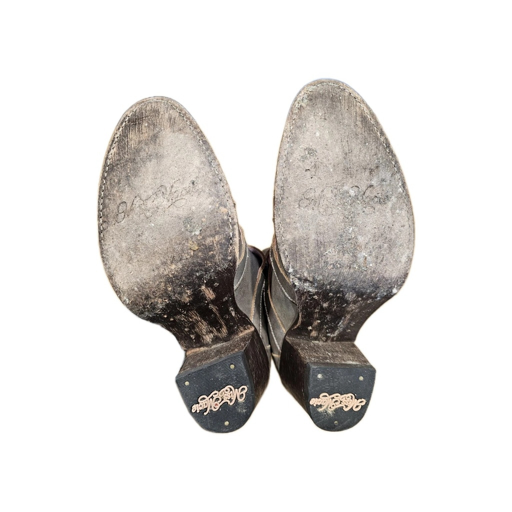 Miss Macie Booties Size 7.5 Gray Leather Gold Hardware Only Worn Once - Picture 4 of 6